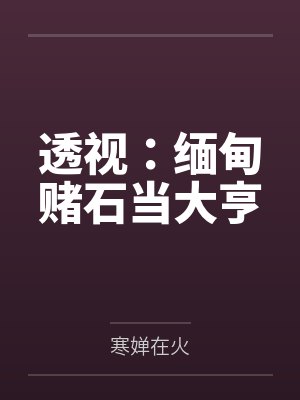 透视:缅甸赌石当大亨 透视:缅甸赌石当大亨